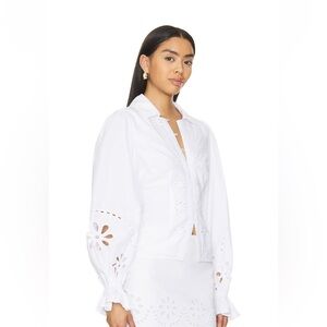 REVOLVE White Button Down Eyelet Shirt